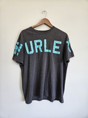 Hurley Charcoal Tee with Teal Logo